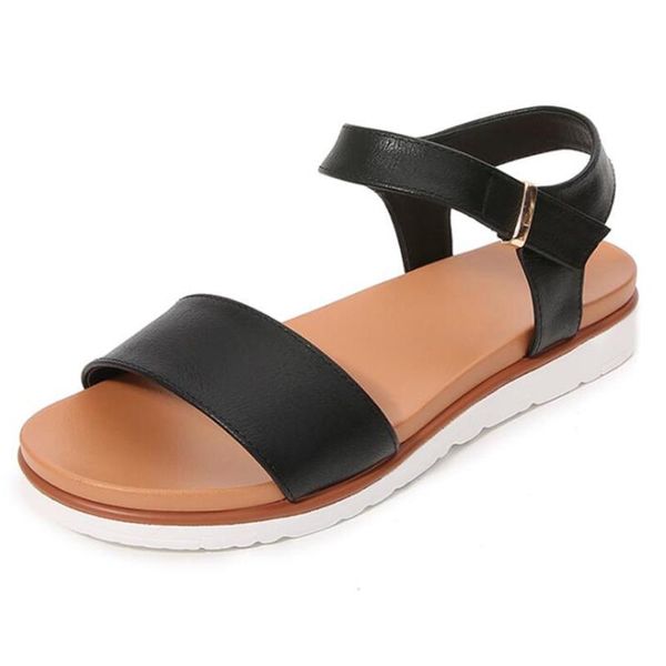 

ladies roma sandals new summer casual for shoes women solid color flat non-slip beach shoes casual women's sandals zy925, Black