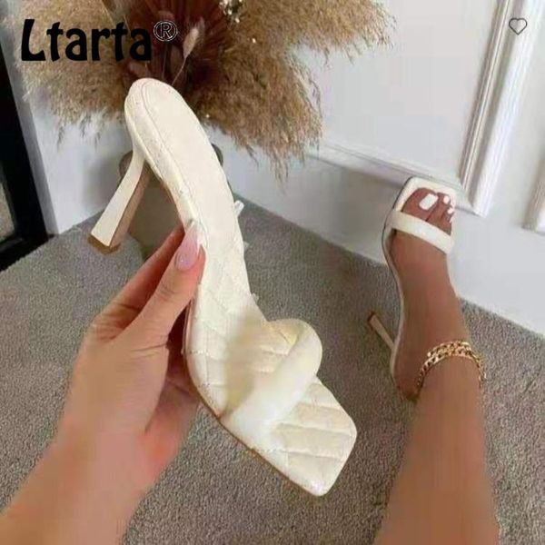 

ltarta 2021 summer word rhombus all-match square toe sandals open toe comfortable high heels plus size women's shoes zl, Black