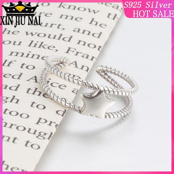 

cluster rings 2021 sterling silver s925 thai effect oxidation black cute small fresh fashion wild twist star women, Golden;silver