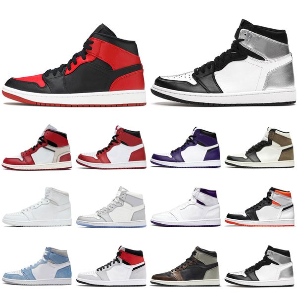 

2021 fashion basketball shoes 1s 1 for men women chicago court purple dark mocha neutral grey og electro orange patina silver toe banned bar