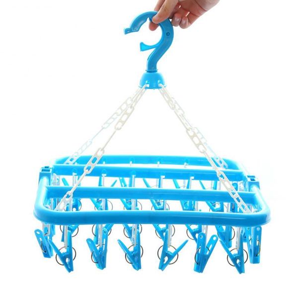 

hangers & racks folding clothes hanger dryer windproof socks underwear drying rack 32 clips peg multifunctional dormitory