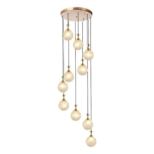 

pendant lamps spiral staircase chandelier long villa duplex floor living room restaurant modern minimalist home crystal pendantlamp