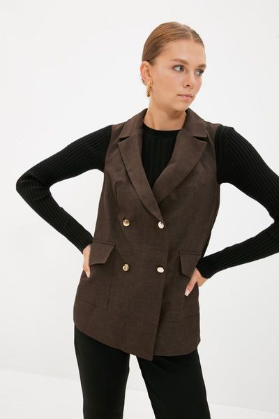 

women's vests trendyol button detail vest twoaw22ye0067, Black;white