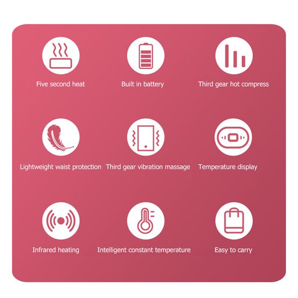 

electric warm palace belt heating uterus acupoints vibrating massage relieve menstrual pain massage the waist health care