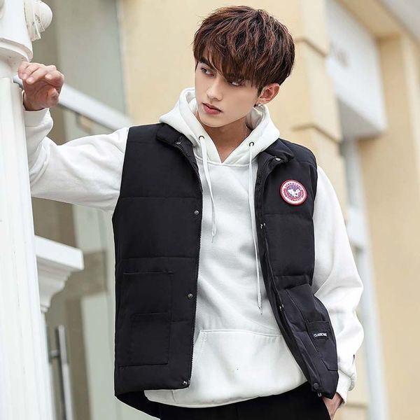 

men's autumn and thickened winter jacket youth korean down waistcoat, Black;white