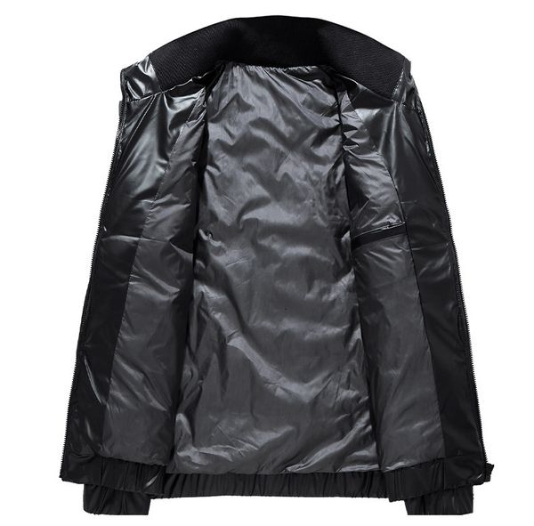 

2020 men's winter jacket white duck removable warm waterproof zipper coat shiny down park outwear mens clothingsalable, Black