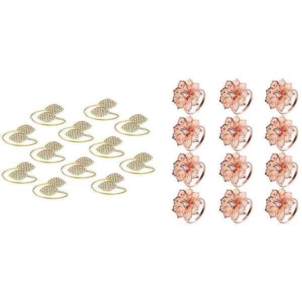 

napkin rings 24 pieces alloy with hollow out flower holder floral rhinestone adornment exquisit