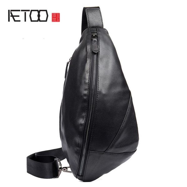 

HBP AETOO Tide Head Layer Leather Chest Bag Outdoor Messenger, Black