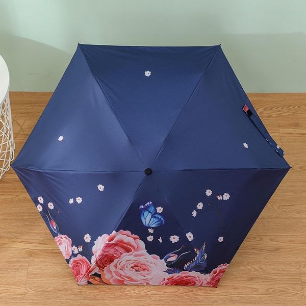 

umbrellas women floral umbrella folding waterproof uv sun art drawing flower mini sunny parasol lady travel