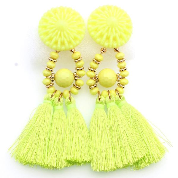 All'ingrosso-Donne Bohemian Statement Thread Tassel Chandelier Drop Orecchini pendenti con bottone Cassandra