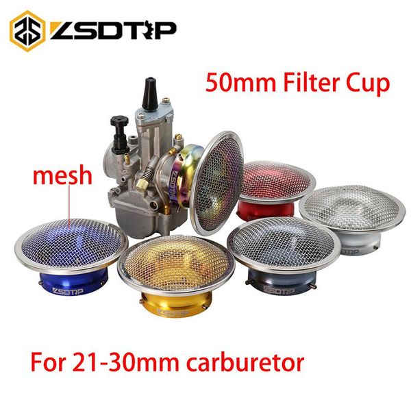 

motorcycle fuel system zsdtrp 50mm modified carburetor air filter cup for pwk 21-30 pe26 pe30 with mesh