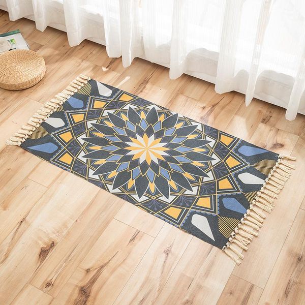 

carpets 60x110cm small decorative rug bedroom tribal kitchen tassel boho bath cotton woven for