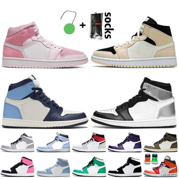 

wholesale travis jumpman 1 1s women mens basketball shoes retro mid digital pink barely orange obsidian high og silver toe twist trainers