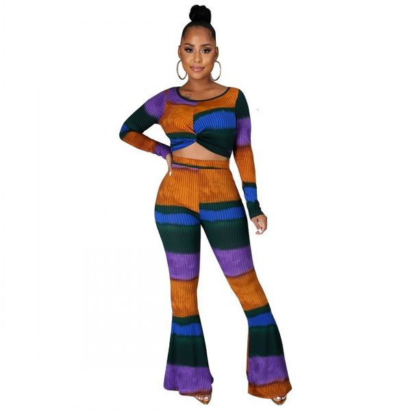 

geometric print 2 piece defines for women lace over cultures and skinny flare suit pants autumn fashion new party outfits zxmy, Gray