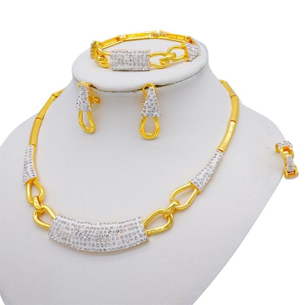 

earrings & necklace fashion wedding dubai africa nigeria african jewelry set gold color romantic woman bridal sets, Silver