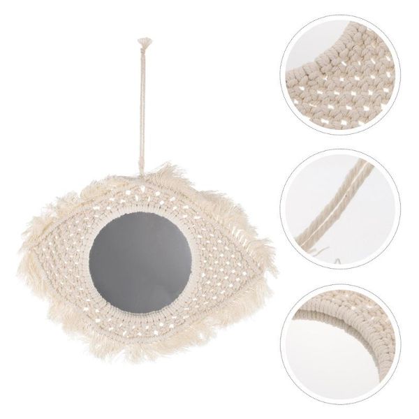 

decorative objects & figurines 1pc wall hanging mirror with woven tapestry nordic art decor