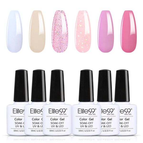 

nail art kits elite99 6pcs/set shiny cherry blossom series gel polish kit soak off 10ml holographic manicure set varnish