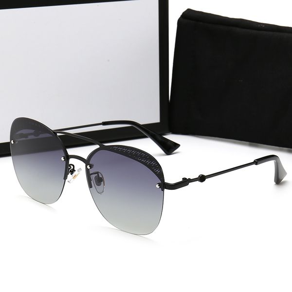 

2021 fashion retro polarized luxury men's designer sunglasses rimless gold-plated square frame brand sunglasses glasses case, White;black