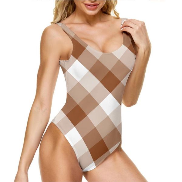 

women's swimwear 2021 women's swimsuit summer water sports simple plaid fashion slim beach suit v-neck halter strap lady, White;black