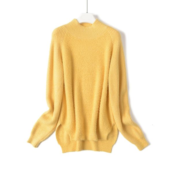 

2021 new autumn winter oversize thick mink cashmere poullovers women batwing sleeve female casual warm fur sweater jumper kzz6, White;black
