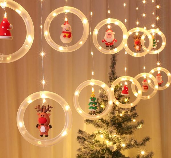 

christmas led string light cartoon pendants santa claus xmas tree hat reindeer party holiday wall window decoration patio atmosphere props u