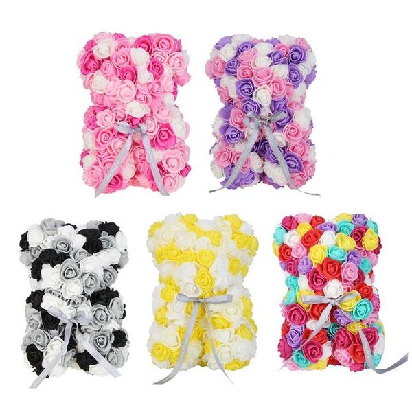 

decorative flowers & wreaths eternal flower valentines day gift 28cm multicolor rose soap teddy bear artificial decor lady birthday