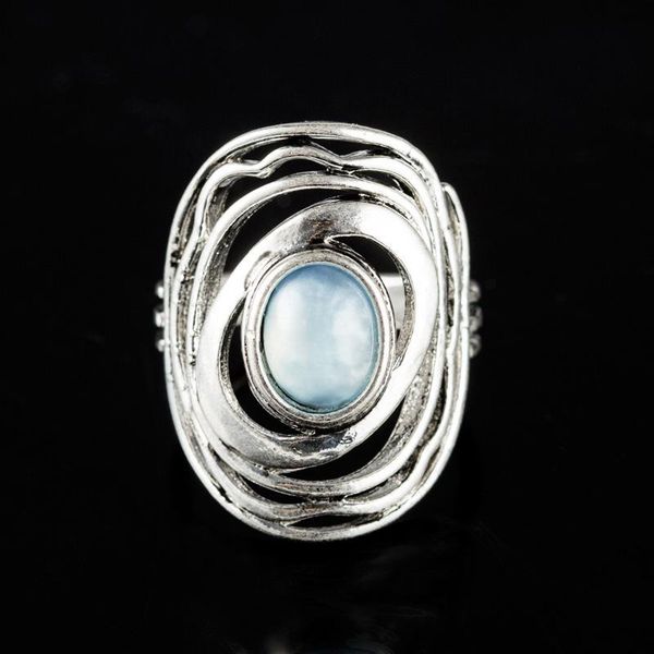 

wedding rings vintage tibetan moonstone big healing crystal for women boho antique ring fine jewelry girls ladies gifts, Slivery;golden