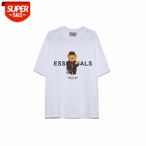 

spring/summer fog violent social bear pattern round neck pullover short sleeve #um1a, White;black