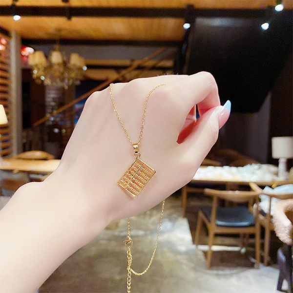 

pendant necklaces luxury titanium steel necklace is not easy to be allergic and color-preserving clavicle chain women 2021 wild, Silver