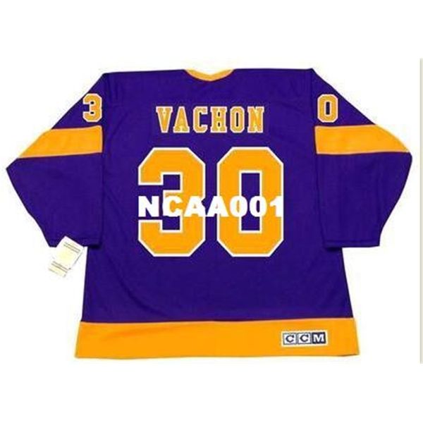 

001s #30 rogie vachon los angeles kings ccm vintage away home hockey jersey or custom any name or number retro jersey, Black
