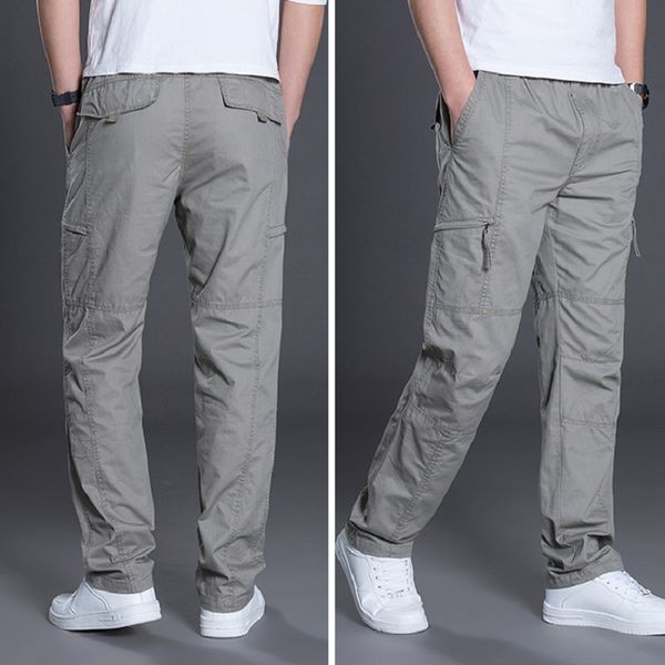 

summer men's large size long loose casual fashion pants plus fat plus men's pants thin fatty pants straight overalls, Black