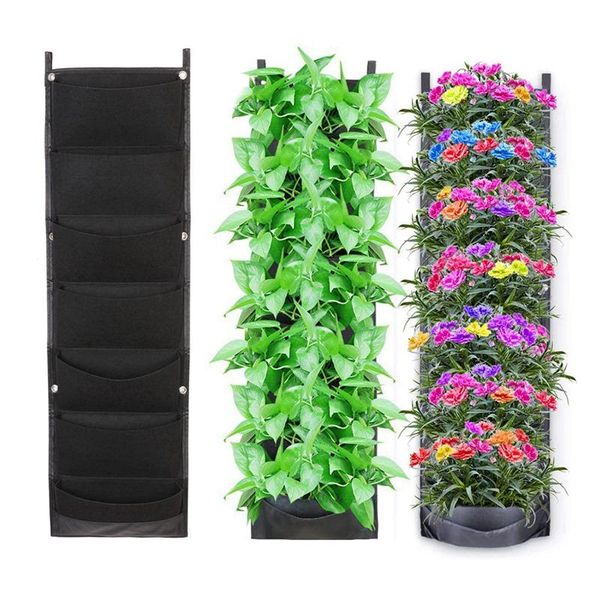 

planters & pots 7 pockets green grow bags planter vertical garden vegetable living bag seedling wall hanging growing