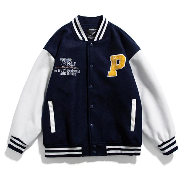 

men's jackets removable 3d bear hip hop baseball jacket coats bomber female men women clothing 2021 autumn harajuku streetwear, Black;brown