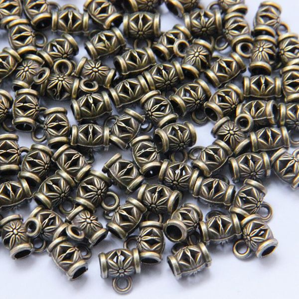 

cylindrical carved hollow alloy small jewelry spacer accessories dadwz061 spacers, Bronze;silver