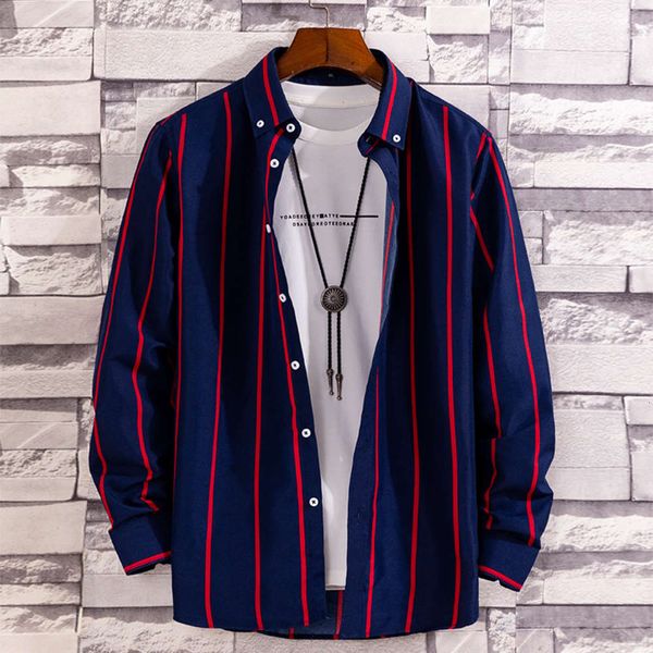 

autumn 2021 new men's business striped shirt korean slim youth clothes, White;black