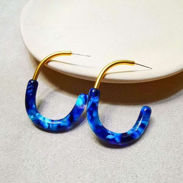 

dangle & chandelier european and american retro wave hostage feeling simple earrings blue temperament semi-circular, Silver