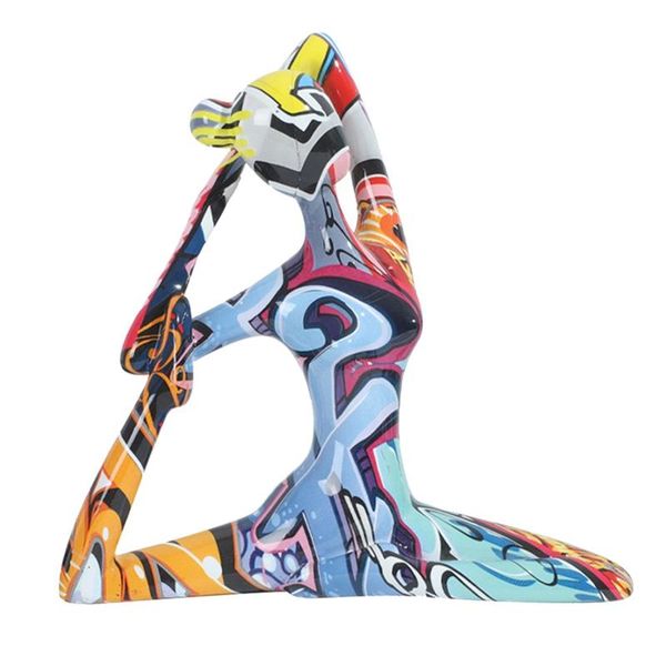 

novelty items creative modern resin art color yoga girl statue figurine sculpture home office bar store decoration crafts
