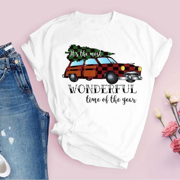 

tees for women print printing 90s car tree holiday merry christmas ladies clothes lady clothing female t shirt t-shirt, White