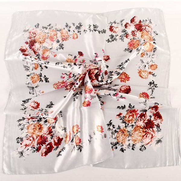 

scarves wholesale 2 fashionable and beautiful peony flower satin scarf 90cm square rayon ladies elegant shawl style, Blue;gray