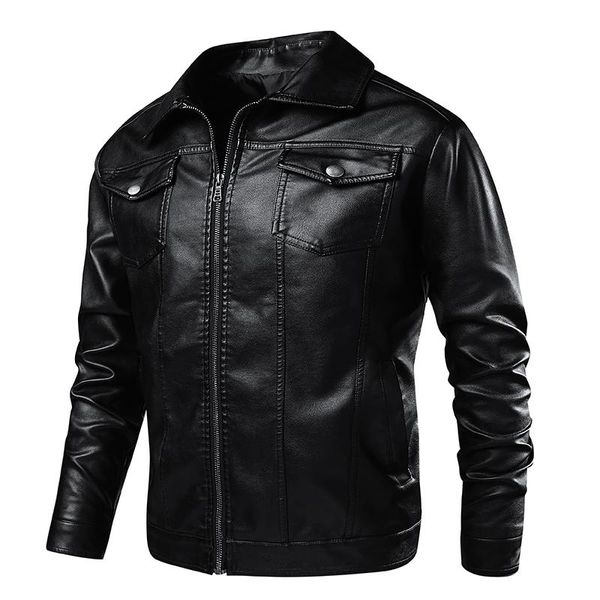 

men's fur & faux first layer cowhide leather jacket simple single stand collar slim short, Black