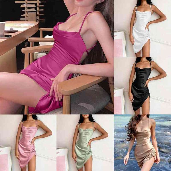 

skin-friendly stylish shirring irregular hem party dress shirring party dress sling for daily wear, Black;gray