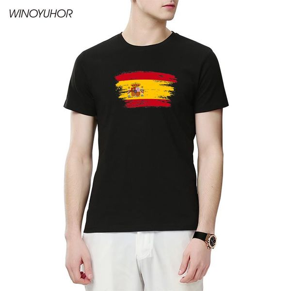 

men's t-shirts summer spanish flag men shirts harajuku printing t-shirt breathable streetwear casual crewneck oversize clothing, White;black