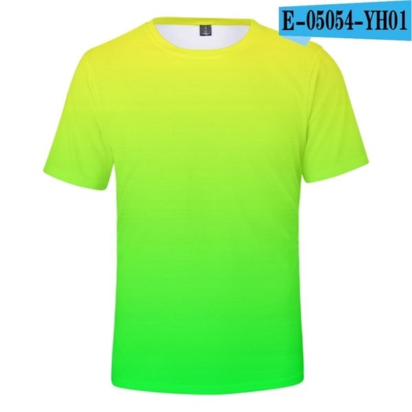 Néon camiseta homens / mulheres verão verde camiseta menino / menina cor sólida tops arco-íris streetwear tee colorido 3d impresso crianças 210714