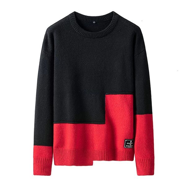 

2021 brand man new fashion men knitted pullover sweaters japanese-style casual mens clothing stitching color knitwear sweater 1id6, White;black