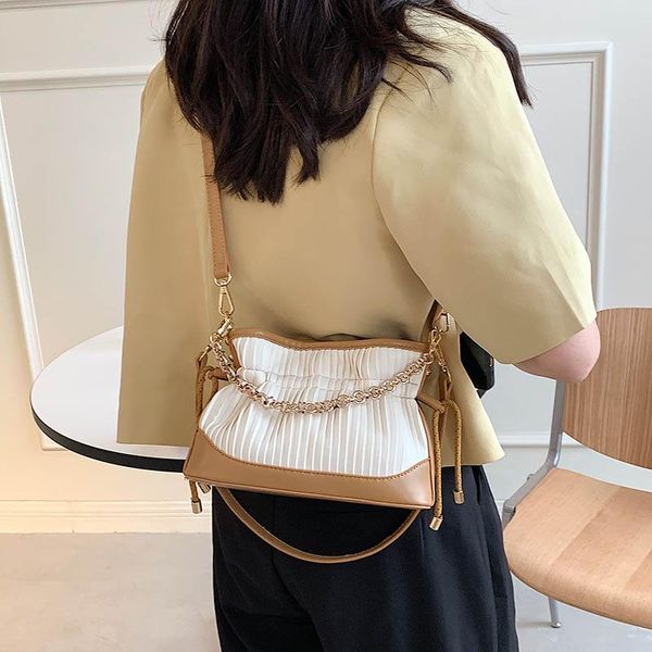 

evening bags luxury ladies striped chain shoulder 2021 summer trendy pleated underarm bag pu leather crossbody purse