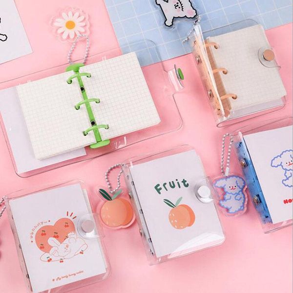 

notepads 3 holes 60 page transparent loose leaf binder inner core notebook journal planner school office supplies stationery 016065, Purple;pink