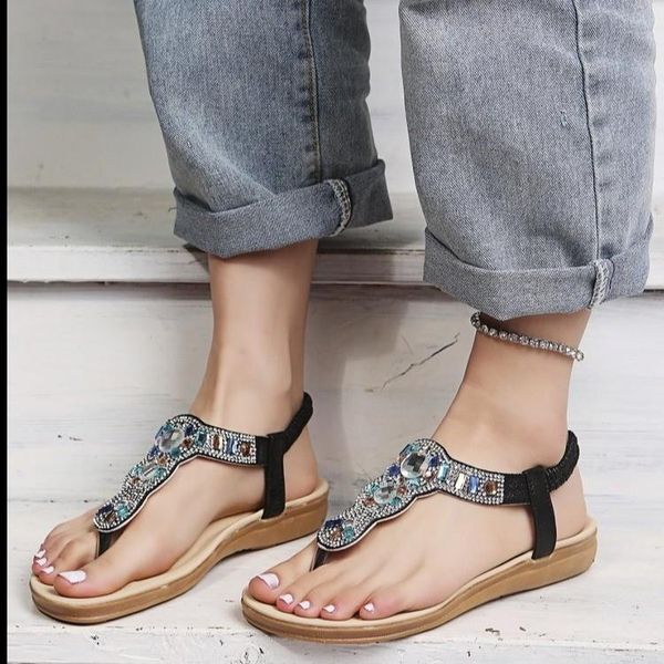 

sandals 2021 spring large women's one line buckle fashion roman round head back trip strap, Black
