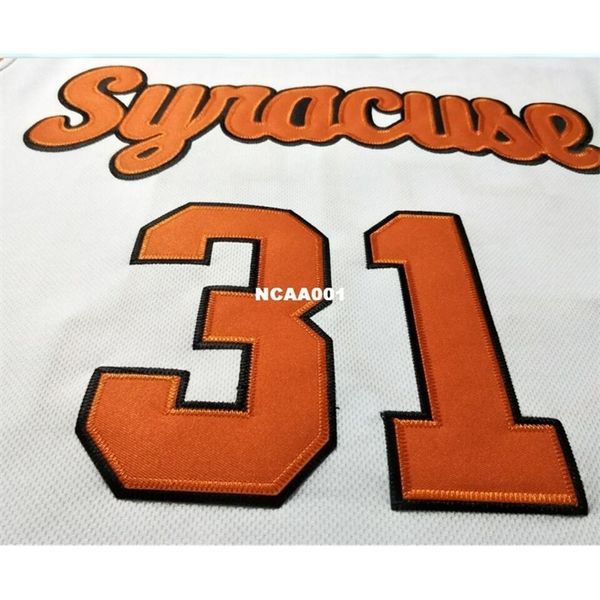 Vintag # 31 Dwayne Pearl Washingtonn College Basketball Jersey Syracuse Laranja Branco Colégio Retro 21s ou Personalizado Qualquer nome ou Número Jersey