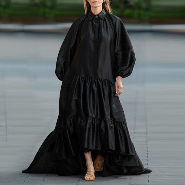 

casual dresses dresses vonda women maxi long lantern sleeveasymmetrical floor-length dress bohemian beach sundress robe femme ves fxgq, Black;gray