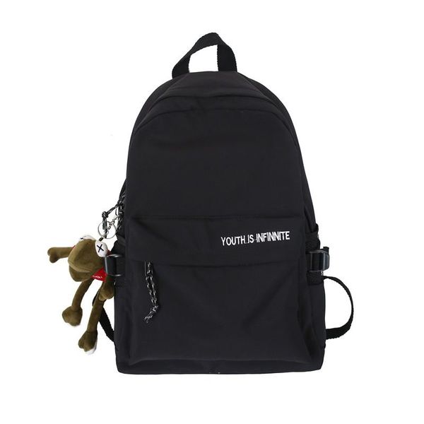 

backpack school bags for teenage girls waterproof nylon fresh package with doll solid black leisure book